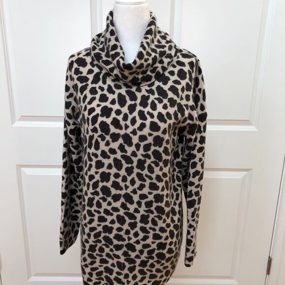 M Magaschoni Leopard Print Turtleneck Cashmere Sweat - Picture 5 of 7